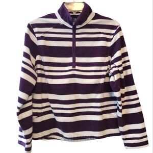 Land's End Striped Purple Fleece Pullover